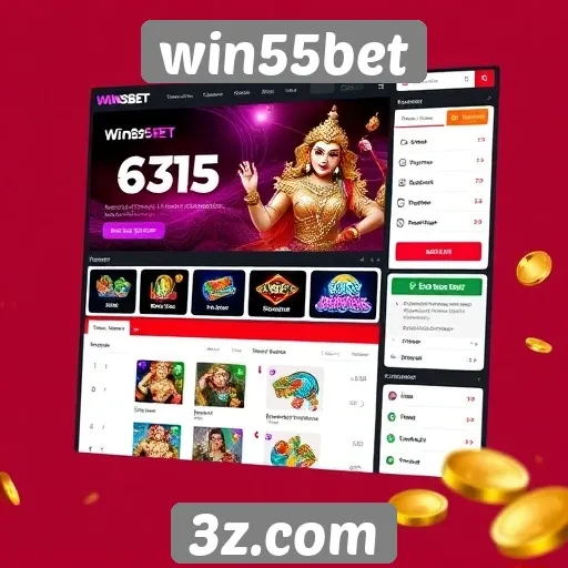 Analise da interface do site win55bet